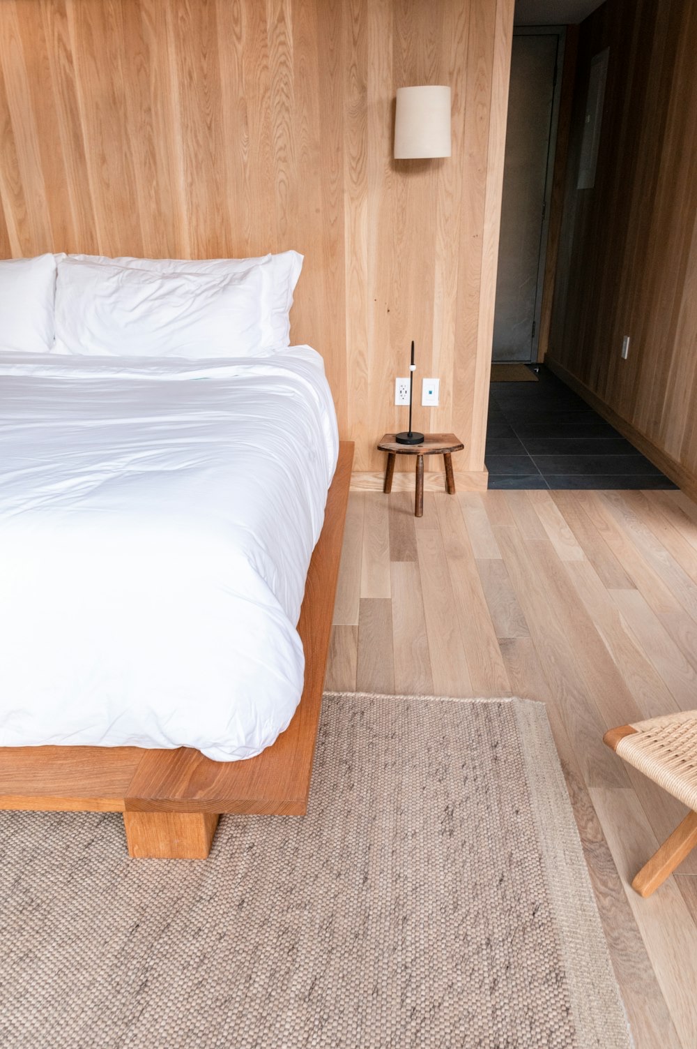 A darkened bedroom set up for restorative sleep